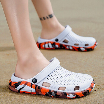 酷乔韵洞洞鞋男式防滑鸟巢鞋轻便泡沫凉鞋带后跟两用凉拖包头拖鞋大头