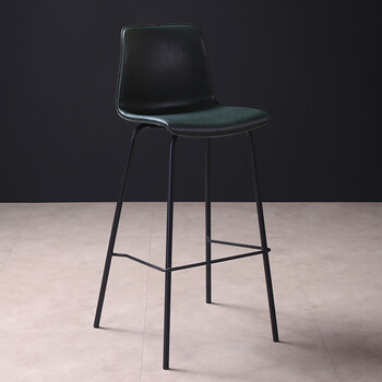 话家先生黑色轻奢吧台椅复古loft工业风马鞍皮酒吧椅简约家用金属高脚