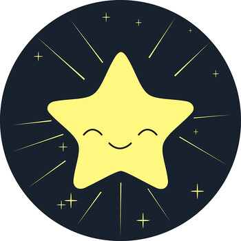 少女ins风吊篮转椅垫子儿童房间可爱卡通荧光黄星星圆圆形直径60厘米