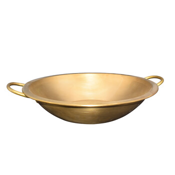 平底铜火锅纯黄铜双耳纯铜燃气铜锅鸳鸯九宫格燃气灶火锅子母火锅 #38