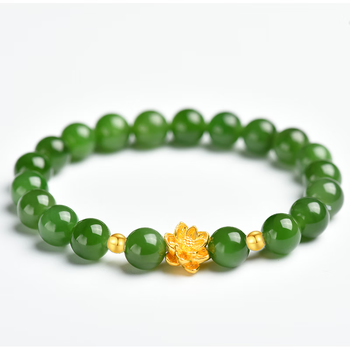 lfdosg老凤凰珠宝黄金莲花淡水强光珍珠手链女足金转运珠玛瑙手串送