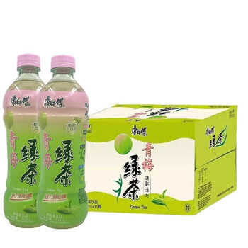 康师傅青梅绿茶500ml8瓶尝鲜装新口味茶多酚酸甜甘韵果味茶饮料8瓶装