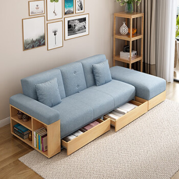 沙发床三人简易日式布艺小沙发三人小户型客厅组合多功能储物收纳沙发
