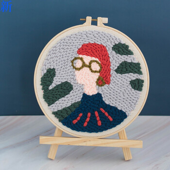 毛线手工diy材料包戳戳绣编织毛线画包精梳牛奶棉装饰画制作礼物柠檬