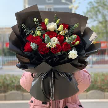 鲜花兴七夕情人节同城配送送女友女生老婆鲜花速递红香槟粉玫瑰花束