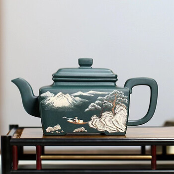 凯斯唯嘉长四方壶原矿民国绿高工蒋建军全手工宜兴茶壶可泡养功夫茶具