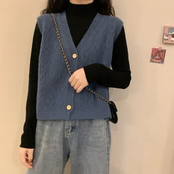 【春秋款】短款针织衫女马甲夹坎肩毛衣背心外搭针织开衫上衣外套装