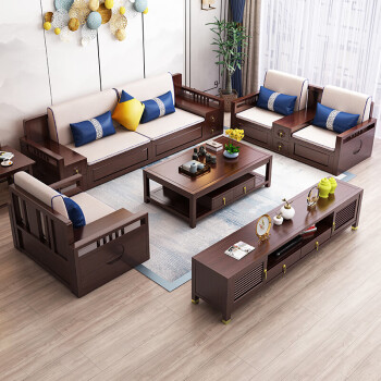 沙发组合1 2 3冬夏两用储物黄金檀木现代轻奢沙发大小户型客厅家具 1
