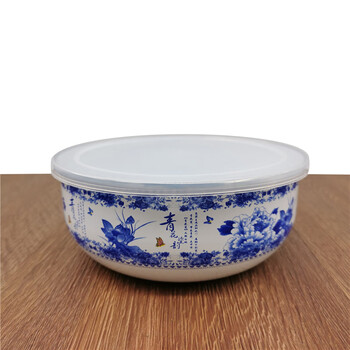 郝魅家用搪瓷带盖保鲜碗密封碗吃饭吃面碗盛汤碗怀旧冰碗保鲜盒可加热