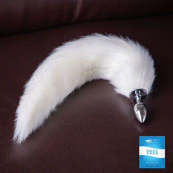 sm情趣狐狸猫尾巴肛塞金属女用调教外出后庭道具成人用品姬欲 纯白色