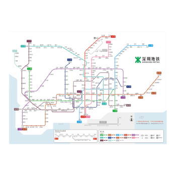 dzq深圳地鐵旅遊換乘線路圖2023新版地鐵軌路線交通示意圖海報印製 橫