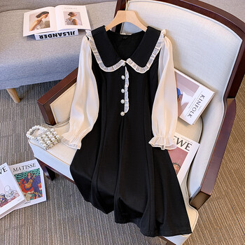 澳雅婷 大码女装胖mm遮肚子显瘦连衣裙2022初秋新款胖妹妹秋装微胖