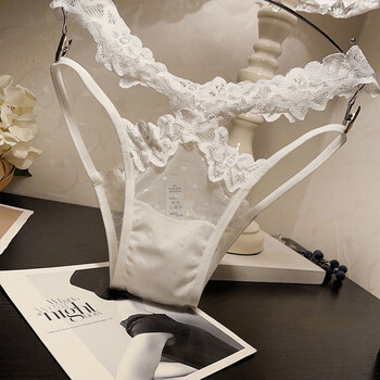 内裤女士性感 时尚镂空透明诱惑少妇三角裤 舒适纯棉裆底裤 白色c802