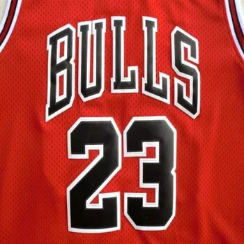 vkwk复古公牛队23号球服 bulls球衣 刺绣 黑白红篮球服 公牛23号红 s