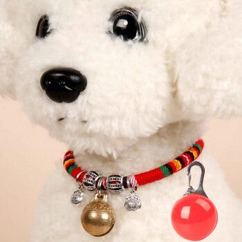 狗铃铛项圈宠物用品泰迪狗铃铛专用中小型犬项圈铜铃铛猫咪项圈 红色