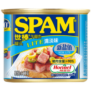 世棒（SPAM）午餐肉罐头清淡口味340g 开罐即食早餐三明治火锅烧烤麻辣香锅香肠烤肠火腿