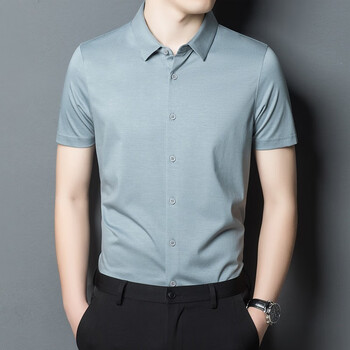 mayor雅戈尔夏装男夏季新款男士休闲短袖桑蚕丝衬衫男式青年翻领衬衫