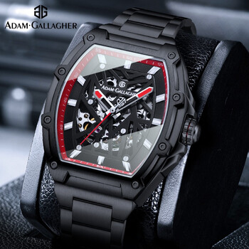 意大利ag品牌男士手表男款全自动镂空机械表男生轻奢时尚运动酒桶型