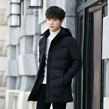 优衣库冬季男宽松脱帽中长款加厚防寒色保暖男士新款羽绒服712黑色m