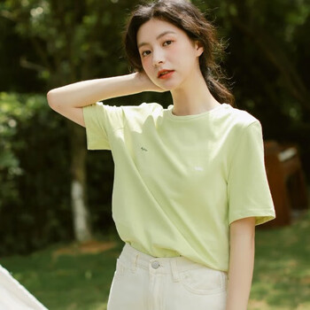 ebrukmare森马集团小众学生装百搭薄荷绿t恤女夏季新款短袖上衣圆领