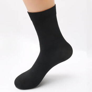 男士钢丝袜子溥中长春夏季薄款短筒透气耐磨男式爸爸男生夏天 【黑色