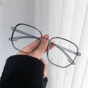 素颜韩版潮显脸小方形眼镜框圆脸显瘦大框 复古文艺时尚款【灰色】