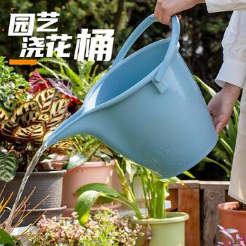 爱丽思 园艺水桶加厚塑料浇花桶洒水壶手提浇水桶尖嘴桶长嘴水壶 8L浇花桶-蓝色