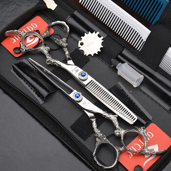 谷崎理发剪刀 理发专用造型剪理发师高档剪平剪打薄牙剪专用剪刀套装 GQ-龙柄套装（赠6件套大礼包）