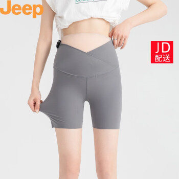 吉普（JEEP）孕妇打底裤夏季薄款孕妇裤子外穿鲨鱼裤安全裤短裤孕妇装夏装 灰色三分 M