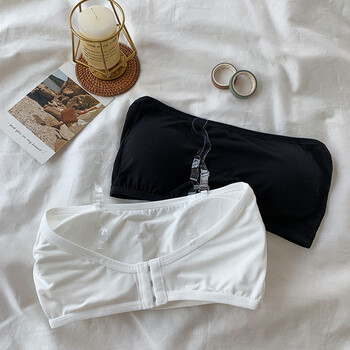 防滑带扣无肩带裹胸内衣带胸垫黑白色抹胸文胸百搭防走光女一黑一白