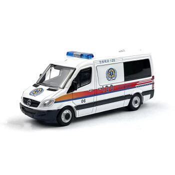 拓意微缩摄影1/64奔驰凌特警车模型玩具收藏摆件 奔驰凌特机场救护车