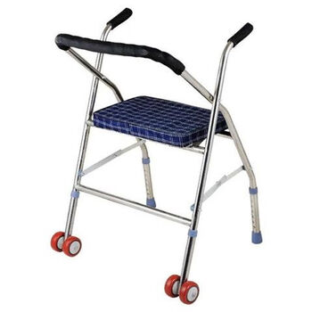 医用便携带轮助行器老年人拐杖辅助行走器四腿扶手架可折叠轮坐助步器