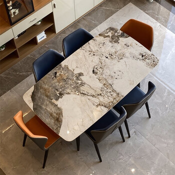 恺霖迪(kayleen deer) 岩板餐桌椅组合家用饭桌意式轻奢餐桌岩板桌子