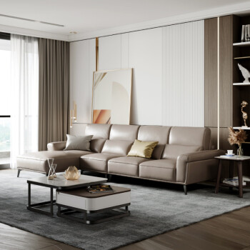芝华仕真皮沙发意式简约客厅中大户型组合套装家具皮沙发3008米兰咖色