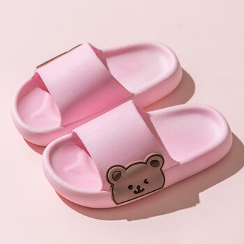男女童室内外穿防滑踩屎感厚底凉拖鞋大熊粉色3031码适合脚长19厘米