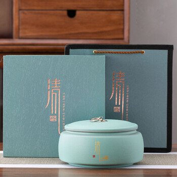 茗客茶叶罐陶瓷密封空罐大号家用普洱花红绿茶一斤装茶罐礼盒高端定制