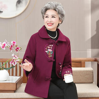 80岁老人过大寿穿的衣服老太婆的秋装春秋款外套妈妈上衣60岁奶奶装