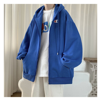 冠军(champion) 日本女2022早秋新款连帽开衫韩版宽松潮卫衣外套 蓝色
