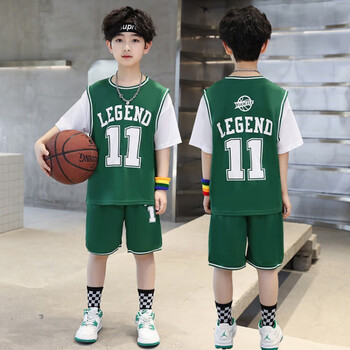 亲问儿童篮球服套装男女童短袖套装速干比赛训练服男孩潮流球衣运动服