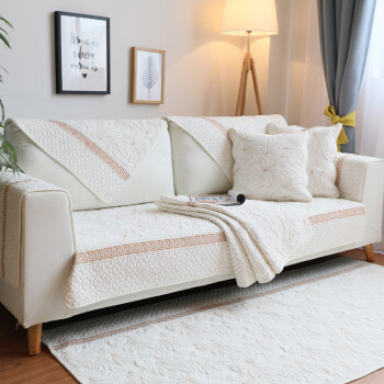 坐垫欧式白色双面纯棉布艺沙发垫北欧简约全棉沙发巾韩式四季坐垫垫子