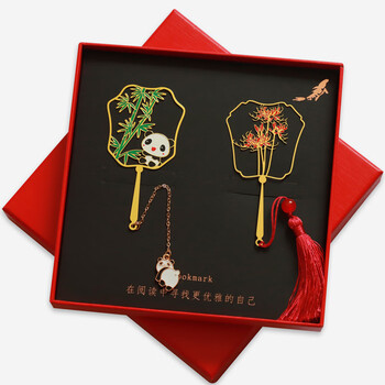 安格里熊猫书签金属镂空故宫文创国宝熊猫金属镂空书签创意设计u盘