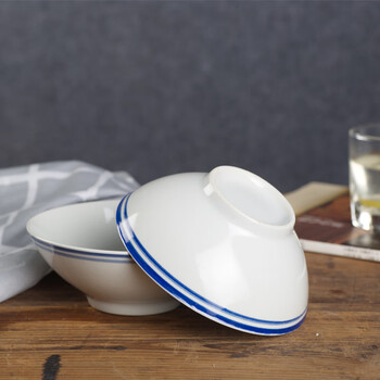 nqyw景德镇老式怀旧蓝边碗六寸饭碗粥碗汤碗家用店用餐馆特价 6英寸2