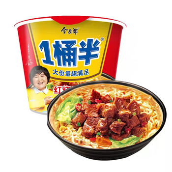今麦郎方便面一桶半红烧牛肉面136g*12桶整箱装
