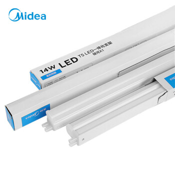 美的（Midea）1.2米LED灯管T5无影灯管一体化T5支架套装14W正白光5700K