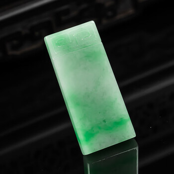 随峰飘绿 素面 仿古 平安无事牌 吊坠 6.72ga货翡翠玉石