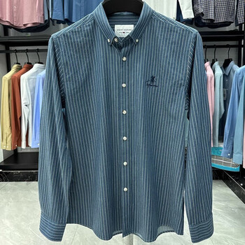 lauren拉夫劳伦春秋季新款男士长袖衬衫条纹时尚休闲男装衬衣刺绣保罗