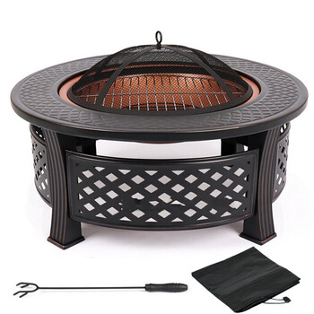 smvp圆形户外烧烤炉家用木炭取暖炉室内火盆烧烤桌子碳烤炉庭院烤火炉