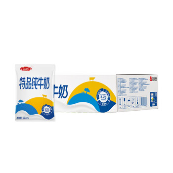 三元 特品纯牛奶227ml*16袋/箱 无菌枕 方便携带 营养健康 