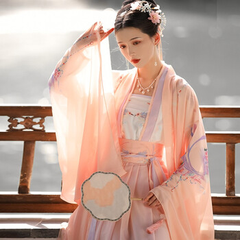 汉服女成人古装春夏季原创中国风齐腰齐胸飘逸仙气襦裙演出服卿颜粉色