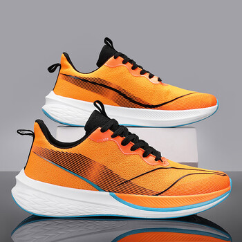 鞋男款夏季学生轻薄网面透气飞影跑鞋碳板运动鞋单鞋 赤兔6 荧光亮橙
